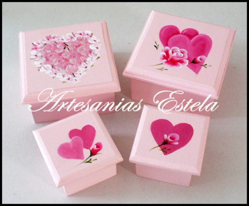 Cajas Decoradas San Valent N Artesanias Estela